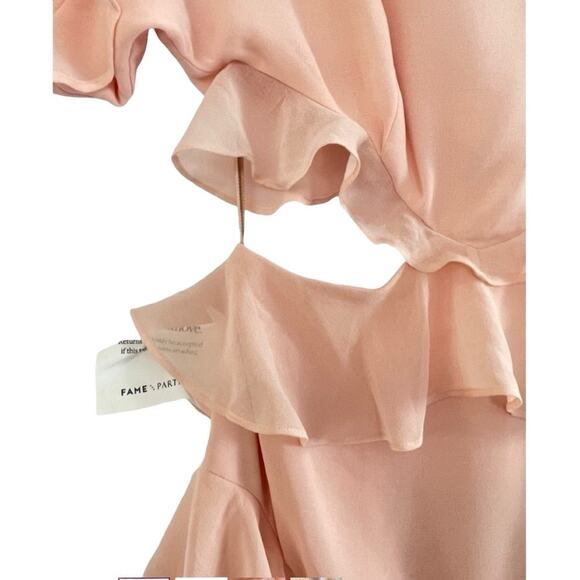 Fame and Partners Marissa Ruffle Maxi Dress Pale Pink Lined Boho Size 2 NWT - Picture 6 of 10